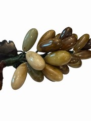 Green Brown Jade Grape Cluster Jade Stone Leaves MCM Decor Mid Century Art Deco