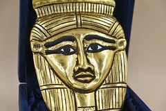 Gold Leaf Egyptian Goddess Hathor Ancient Egyptian Face and Solid Stone Figurine