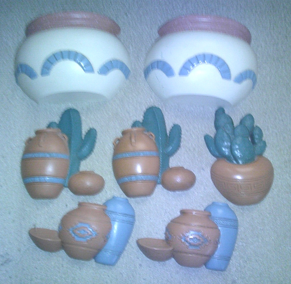 Vintage 7 pcs Burwood Wall Plaques Southwest Flavor early 1990s made in USA