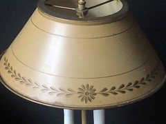 RARE! Vintage TOLE GOLD Tan Florentine Metal LAMP *Bouillotte Toleware Antique