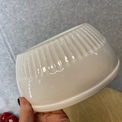 Vintage White Bowl With Strawberry Lid 7″ Diameter So Cute! Unbranded