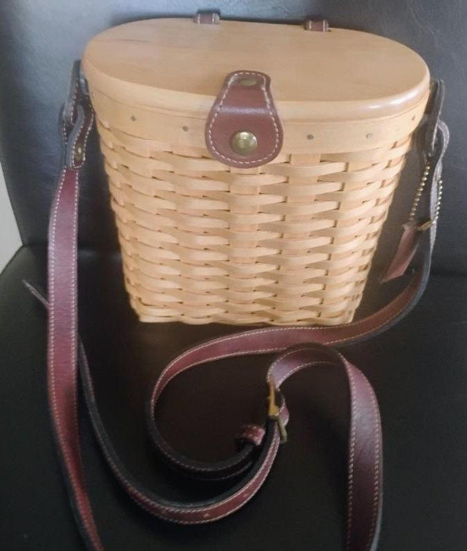 Longaberger RARE Medium Saddlebrook Purse Basket set with lid MINT FREESHIP