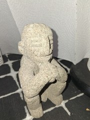 Pre-Columbian Carved Basalt Sqauting & Smoking Sukia ~ Costa Rica C. 800-1200 AD