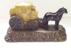 Vintage Painted Cast Aluminum Horses & Stagecoach Bookend Doorstop Carriage