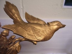 Vintage Syroco Homco Plastic Resin Gold Birds & Flowers Wall Decor #7037 Pair (2