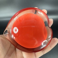 Hand Blown Red Heart Glass Paperweight Figurine Cased Heavy Glass Figure VTG