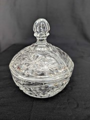 1970’s Zajecar Yugoslavia 24% Lead Crystal Bowl with Lid Candy Holder Vintage