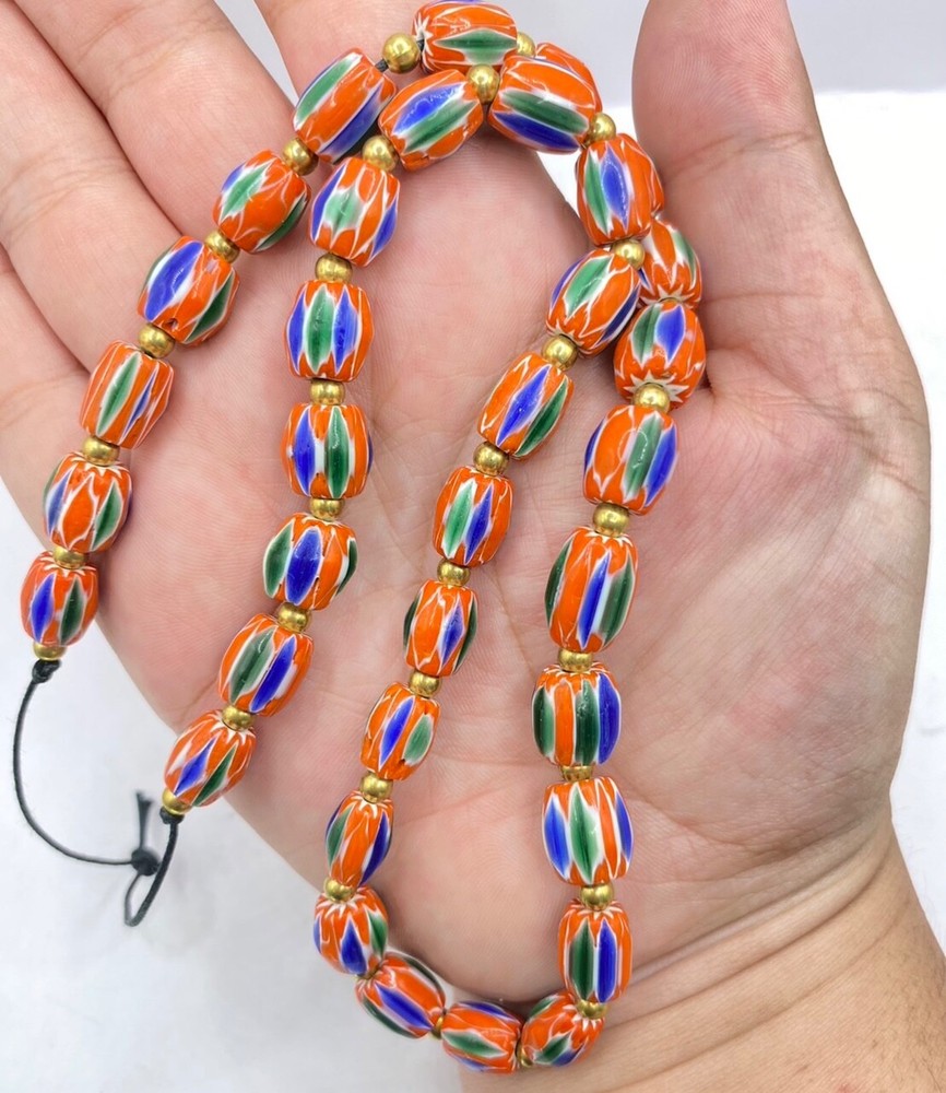 Beautiful Old Chevron Glass Beads, Vintage Chevron Beads for Collection