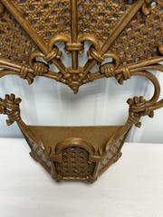 Burwood Vtg HOMCO 1981 Brown Faux Wicker Rattan Pocket Wall Decor w/ Flower Ring