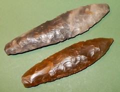 2 rare spear-points . WITH NICE FLAKING. DANISH STONE AGE NEOLITHIC. 1700 b.c.