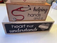 GANZ Block Sign NURSE helping hands and a heart that understands 6 3/4 x7 NEW