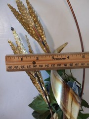 Vtg Home Interiors Brass Wheat Sheaf 2 Piece Wall Hanging Decor MCM Homco 31″