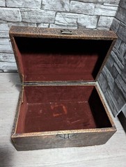 Vintage Wood Keepsake Trinket Box Metal Embossed w/Cherub Relief Treasure Decor