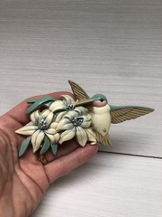 Vintage Set of 3 Hummingbirds Plastic Wall Hanging Decor Made in USA Burwood