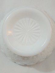 Antique Victory Glass Inc Milk Glass Covered Dish Lace and Dewdrops Pattern EC