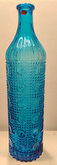 Vintage Made in Italy 13 3/4″ Empoli Blue Glass Bottle with Label