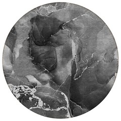 8′ Round Black Gray and White Round Abstract Washable Non Skid Rug