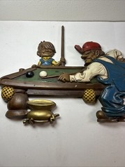 Vintage 1971 Sexton Wall Art Hanging #792 Man Shooting Pool Cast Metal – 21″ USA