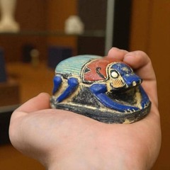 Ancient Egyptian Antiques Stone Scarab with pharaonic symbols Statue Figurine BC