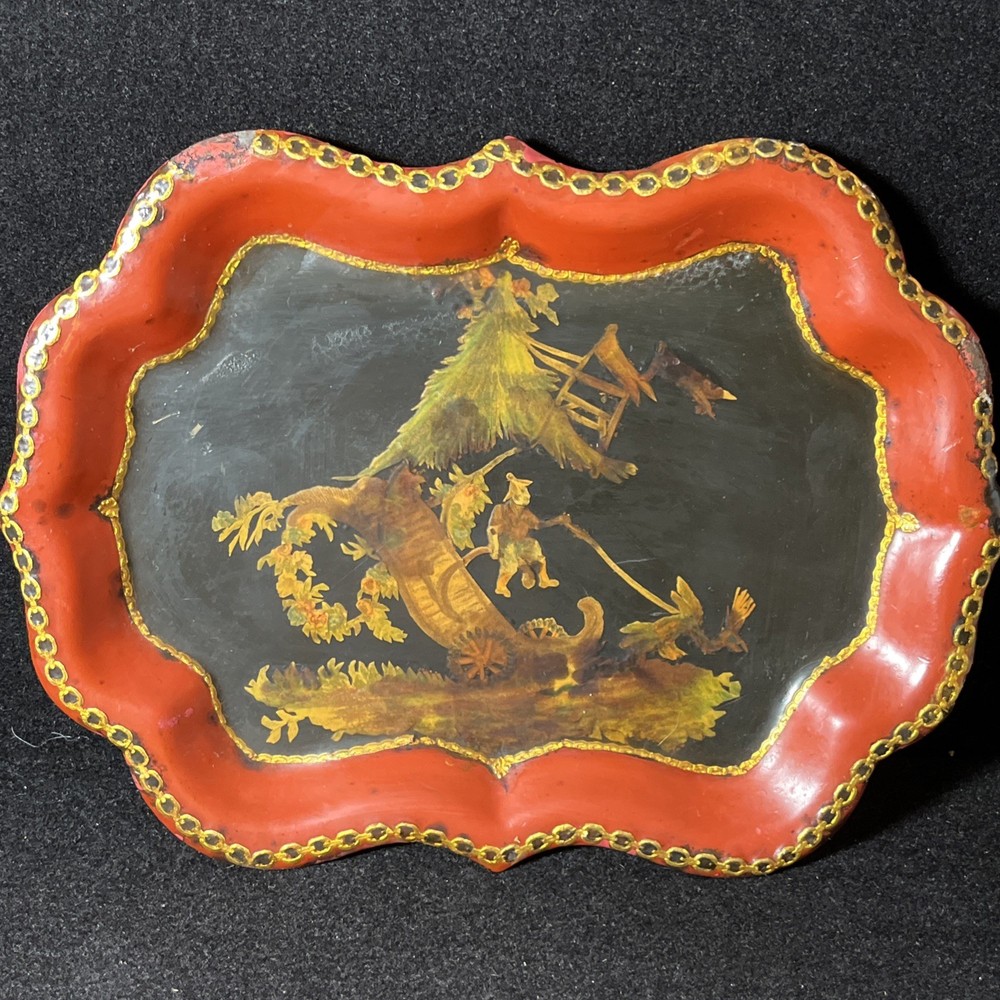 19th Century Japanese Paper Mache Tole Tray 24k Gold Trim 1800’s Estate Find