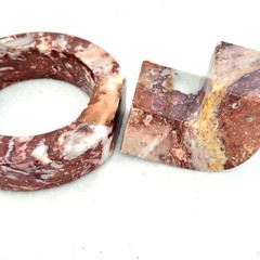 Noymer Brown Burgundy Real Marble Circle Art Sculpture Figurine Pakistan Vintage