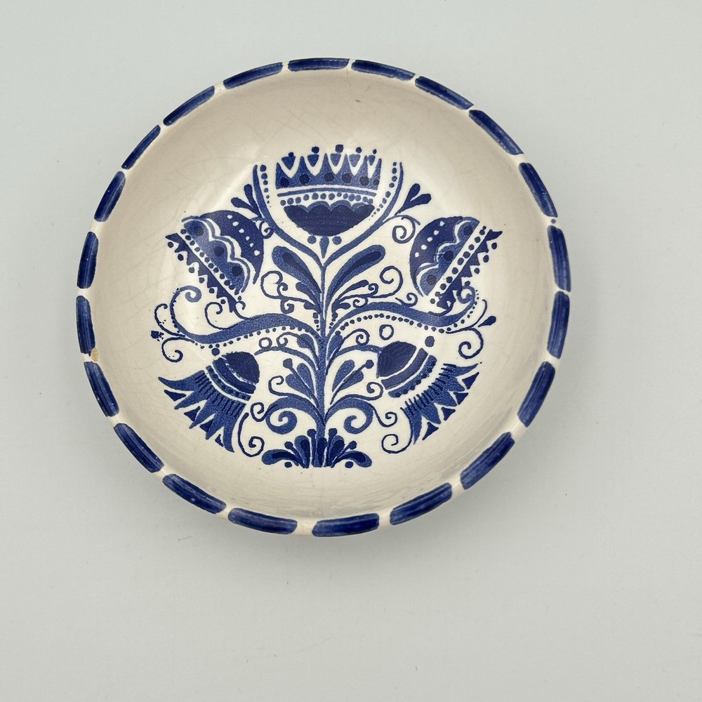 Vintage Trinket Jewelry Ring Dish Blue & White Floral Paul Vogt Keramik Germany