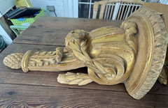 Pair Vintage Italian Borghese Wall Shelves Gold Gilt Florentine Neoclassical 17”