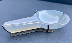 Museum Quality Mughal Style Carved Natural Chalcedony Stone Silver Mounted