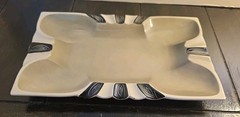 Vintage Enesco 1970s Import Ashtray. White, Gray, & Black. 10 1/8″X 6 1/8″x 7/8″