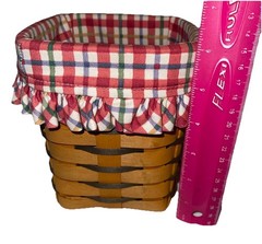 Vintage Handwoven Longaberger Utensil Basket Artist Signed 1997 W/ Fabric Fun