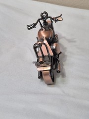 Welded Motorcycle Sculpture Bronze Copper Rolling Wheels Figurine 5 1/2″x 3 1/4″