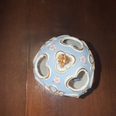 FABERGE Blue Bird Sparrow Three Dimensional Silhouette Egg GOLD STAND Porcelain