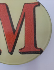 John Derain Red Letter “M” Signed 5.25 Plate Decoupage Hand Blown Glass New York