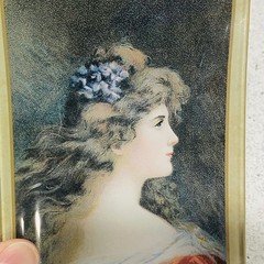 Asti Glass Pin Vanity Ring Dish Small Tray Edwardian Victorian Woman Portrait