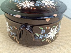 Antique Swiss Thoune Lidded Pot Edelweiss Design Signed For Restoration
