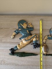 Vintage Homco Sexton 1970s Cast Aluminum Football Set of 3 Wall Hanging Plaques