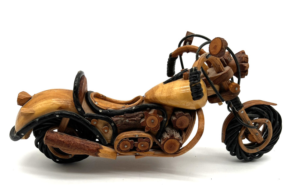 Motorcycle 10” Cycle Lights Vintage Classic Wood Model Decorative Collectible