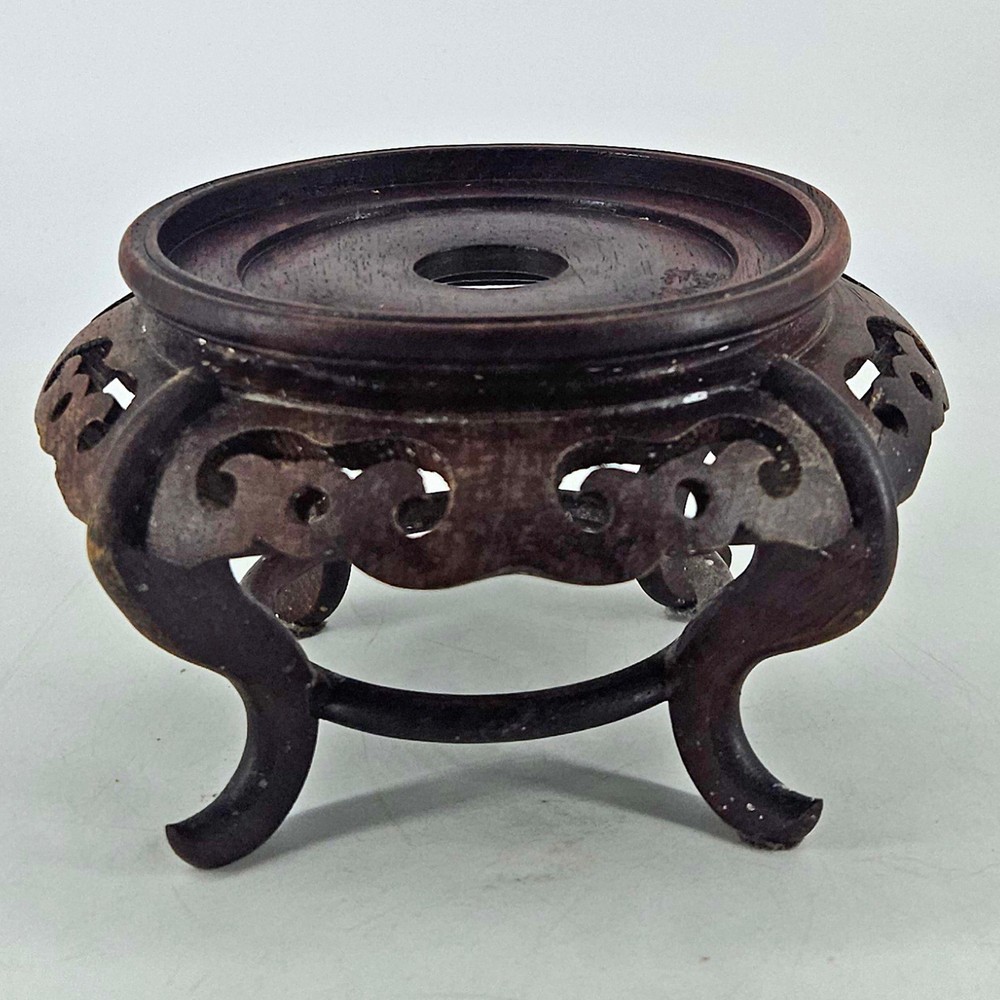 Vintage carved wood plant stand jar vase statue display base pedestal Riser