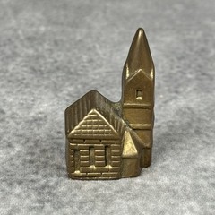 Vintage Set Of 6 Miniature Brass ‘Old Mill’ Buildings Figurines Houses