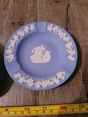 Set of 3 Vintage Wedgwood Heart Blue Jasperware Three ASHTRAYS All VGC