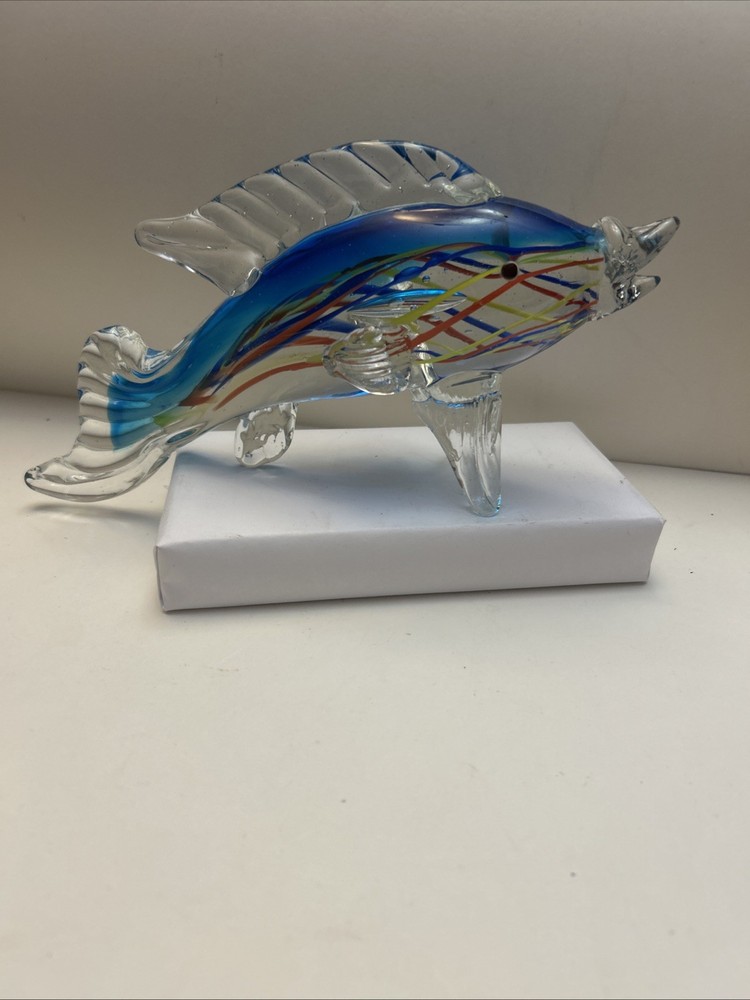 Murano Glass Fish Figurine 10 In x 5 In x 3 In Made In Italy