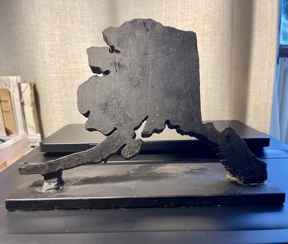 Vintage Handmade By Welder Trans Alaska Pipeline Project Steel Sculpture 1977