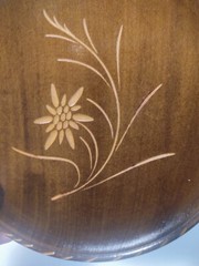 VTG L.Luyten Interlaken Switzerland Carved Etched Flower Wood Plate Dish
