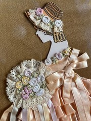 Vintage Art Deco Paper Doll Pink Ribbon Ruffles & Lace #44-reg