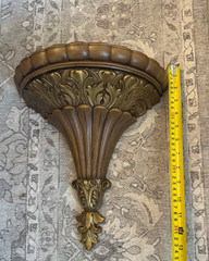 Vintage Burwood Ornate Gold & Brown Wall Pocket Planter Sconce Acanthus Leaf