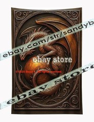 Golden Dragon Relief Tapestry 3D look Wall Art mythic 39X59 in