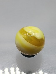 .62″ Akro Yellow, White, Egg Yoke Wonky Corkscrew Marble- #CE147