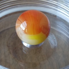 .71″ Vintage Sunburst Sunrise Orange UV Yellow Akro Vitro Marble