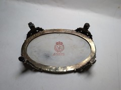 Display Stand Celadon Oval Napoleon’s Empire Style Porcelain/Gilt Bronze, Ormolu