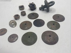 Metal Detector Finds Lot Brass? Copper? Eagle? Military Button? Clamp MK